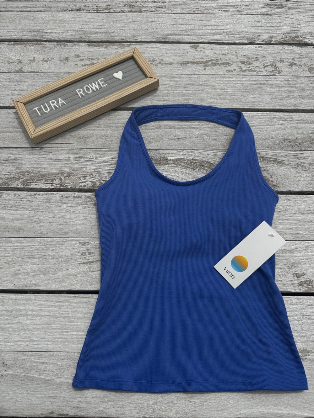 Vuori Pose Halter Tank Electric Blue Size XXS NWT Ribbed Crop Top